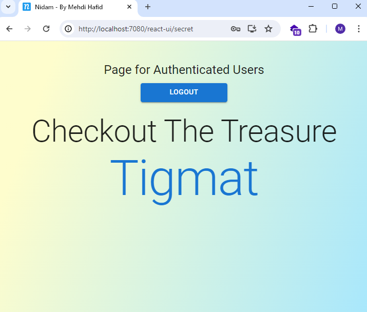 successful authentication page