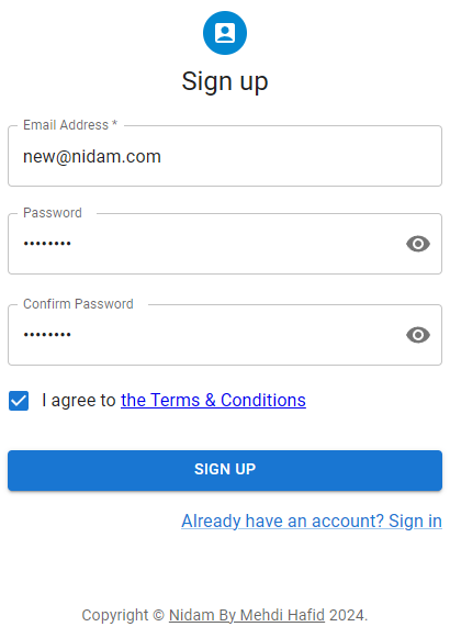 Sign Up Page